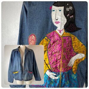 Custom Geisha Denim Jean Jacket Women's Large
